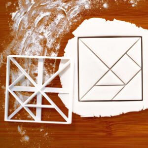Square Tangram Cookie Cutter for Educational Math Puzzle Baking Geometric Dissection Shape Learning STEM Classroom Activities Minimalist Design Brain Games Kids Adults (ONLY SQUARE TANGRAM)