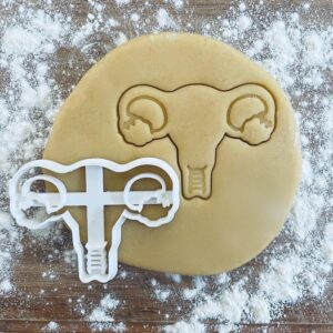 Black Anatomical Uterus Cookie Cutter Womb Anatomy Biscuit Cutter Cookie Stamp for Future Doctor Nurse Medical Student Gifts Pastry Fondant Dough Educational Baking Tool