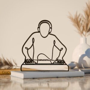 DJ Line Art Figure | Creative DJ Sculpture | Minimalist Music Decor for Home and Office | Artistic Tabletop Art for Music Enthusiasts