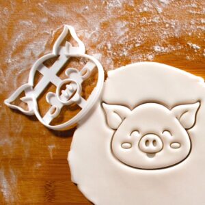 Happy Pig cookie cutter cute farm animal biscuit fondant cutter smiling piglet baking tool countryside barnyard birthday party favor ranch kitchen accessory pig lover gift (ONLY HAPPY PIG)