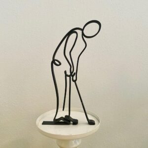 Minimalist Golf Player Tabletop Sculpture - Ideal Home Office Decor & Gift for Golf Enthusiasts - Masters Cup Inspired Design
