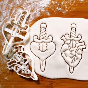 Dagger in Heart Cookie Cutter Featuring Anatomical Love Sword Design for Biscuit Baking Unique Gift for Medical Students Science Students Anatomy Lovers Special Occasions Treats