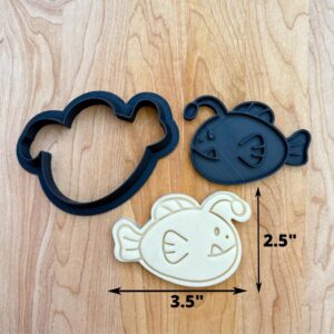 Anglerfish Cookie Cutter and Stamp Set Cookie for Fondant Clay Dough Crafting Angler Fish Sugar Cookies Baking Tool for Cake Decoration Kids DIY Sea Theme Parties Made in India
