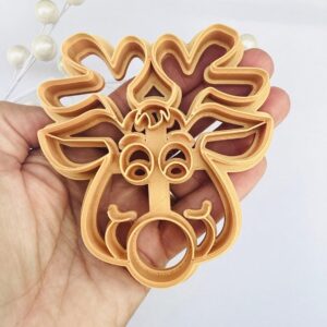 Reindeer Cookie Cutter with Imprinter for Holiday Baking and Christmas Crafts Large Reindeer Shape Clay Cutter for Polymer Clay Fondant Cookies and Festive DIY Projects Made in India