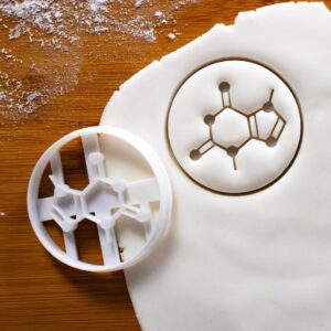 Caffeine Molecule Design 2 Cookie Cutter Coffee Addicts Chemistry Lovers Tea Enthusiasts Espresso Fans Cafe Theme Graduation Gifts Science Students Sleep Struggles Cookie Kitchen (ONLY ONE)