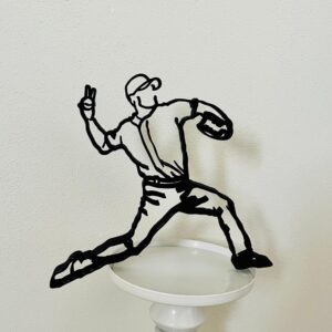 Baseball Pitcher Tabletop Figure: Minimalist Art Sculpture, Statue Sport Decor, Stadium Ball Shot, for Christmas, Windowsill Accent