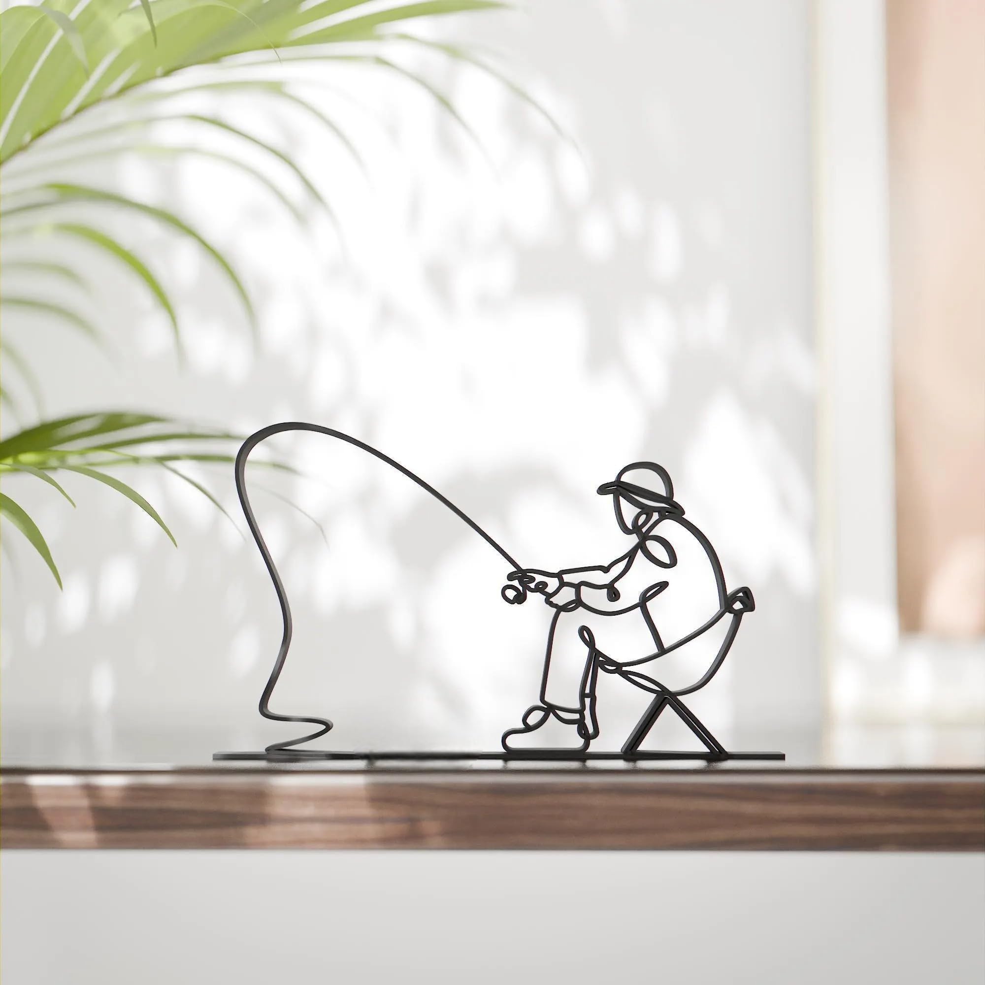 Fisherman, Line Art Figure, Unique Fisherman Gift Idea, Line Art Sculpture, Minimalist Home Decor | Ideal for Home Decor, Gift (Pack of 3) - Image 2