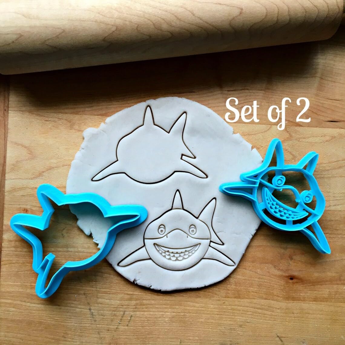 Set of 2 Smiling Shark Face Cookie Cookie Cutters, Made in India, Ideal for Ocean-Themed Baking, Birthday Parties, and Fun Shark Desserts - Image 2
