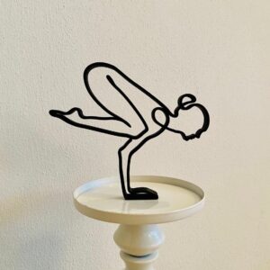 Yoga Crow Pose Tabletop Figure - Minimalist Art Sculpture for Shelf Decor, Home Present, Birthday Gift