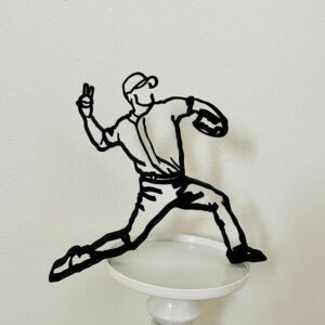 Baseball Pitcher Tabletop Figure: Minimalist Art Sculpture, Statue Sports Decor, Stadium and Ball Design, Ideal Christmas Gift, Windowsill Accent