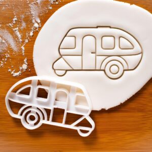 Caravan Cookie Cutter Biscuit Cutter Camper Van Classic Travel Trailer Automotive Vehicle Shape Road Trip Birthday Party Favors Kids Baking Tool Car Collector Adventure Camping (ONLY CARAVAN)