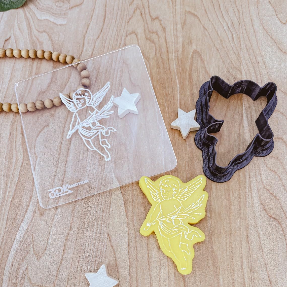 Christmas Angel with Cutter Fondant Cookie Embosser Stamp Set of 2, Christmas Cherub Fondant Stamp for Holiday Baking, DIY Cookies & Crafts, Outbosser Debosser, Cookie Made in India - Image 6