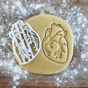 Black Anatomical Heart Cookie Cutter Medical Biscuit Cutter Cookie Stamp Gift for Future Doctor Nurse Science Student Fondant Clay Pastry Dough Anatomy Baking Tool