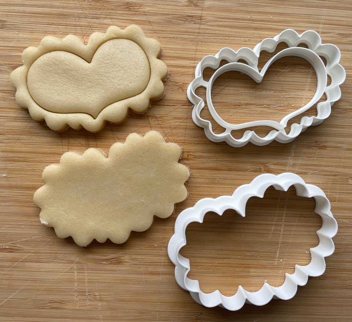 Set of 2 Short Lacey Heart Cookie Cutters Cookie - Suitable Size - Choose Standard or Dishwasher Safe - Made in India - Romantic Baking Tools for Valentines, Weddings, Gifts - Image 2