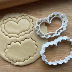 Set of 2 Short Lacey Heart Cookie Cutters Cookie - Suitable Size - Choose Standard or Dishwasher Safe - Made in India - Romantic Baking Tools for Valentines, Weddings, Gifts