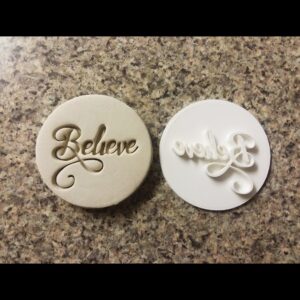 Believe Christmas Embosser Stamp Cookie for Cookie Cupcake Fondant Decorating Tool Holiday Biscuit Stamp Festive Baking Crafts Winter Celebration Treats Christmas Gift and Party Favor