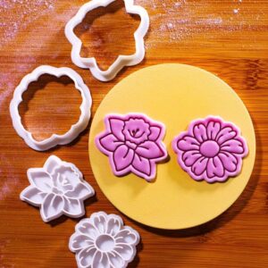 Daffodil Cutter and Stamp Cookie Set Featuring Daffodil and Daisy Design for Easter Spring Cookies Cupcake Toppers Fondant Decorations Baby Shower Party Seasonal Baking Treats (ONLY DAFFODIL)