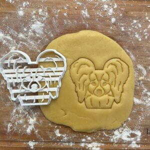 Black Papillon Face Cookie Cutter Dog Biscuit Shape Gift Idea for Dog Lovers Baking Cookies Fondant Polymer Clay Cutter for Handmade Crafts and Papillon Dog Mom Gifts Treats Decor