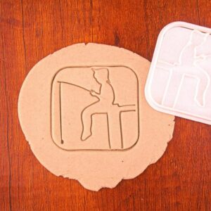 Little Boy Fishing Black Cookie Cutter Cookie Baking Stamp for Nautical Theme Cookies Cake Decorations DIY Craft Projects Unique Gift for Kids Birthday Parties Family Baking Fishing