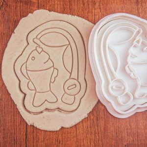 Fishing Rod Cookie Cutter Black Cookie Fishing Theme Baking Mold for Angler Birthday Party Treats Creative Cookies for Outdoor Enthusiasts Unique Gift Idea for Fishing Lovers