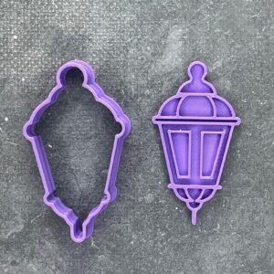 Ramadan Lantern Cookie Cutter with Stamp for Shortbread Cookies Pastry Sugar Paste Dough Cake Decoration Islamic Lantern Shape for Eid Celebration Baking Homemade Treats Decoration