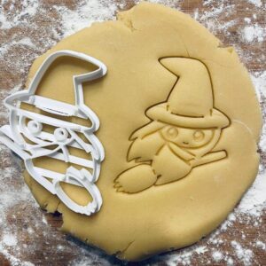 Black Cute Witch Cookie Cutter Witch on Broomstick Shape for Baking Polymer Clay Earrings Jewelry Making Fondant Crafts Magical Halloween Cookies Kitchen Witch Tool