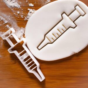 Syringe Cookie Cutter Set for Fondant Clay and Biscuit, India Cookie Medical Themed Baking Tool Gifts for Nurses, Healthcare Students, Nursing Practitioners, Doctors, Students (ONLY Syringe)