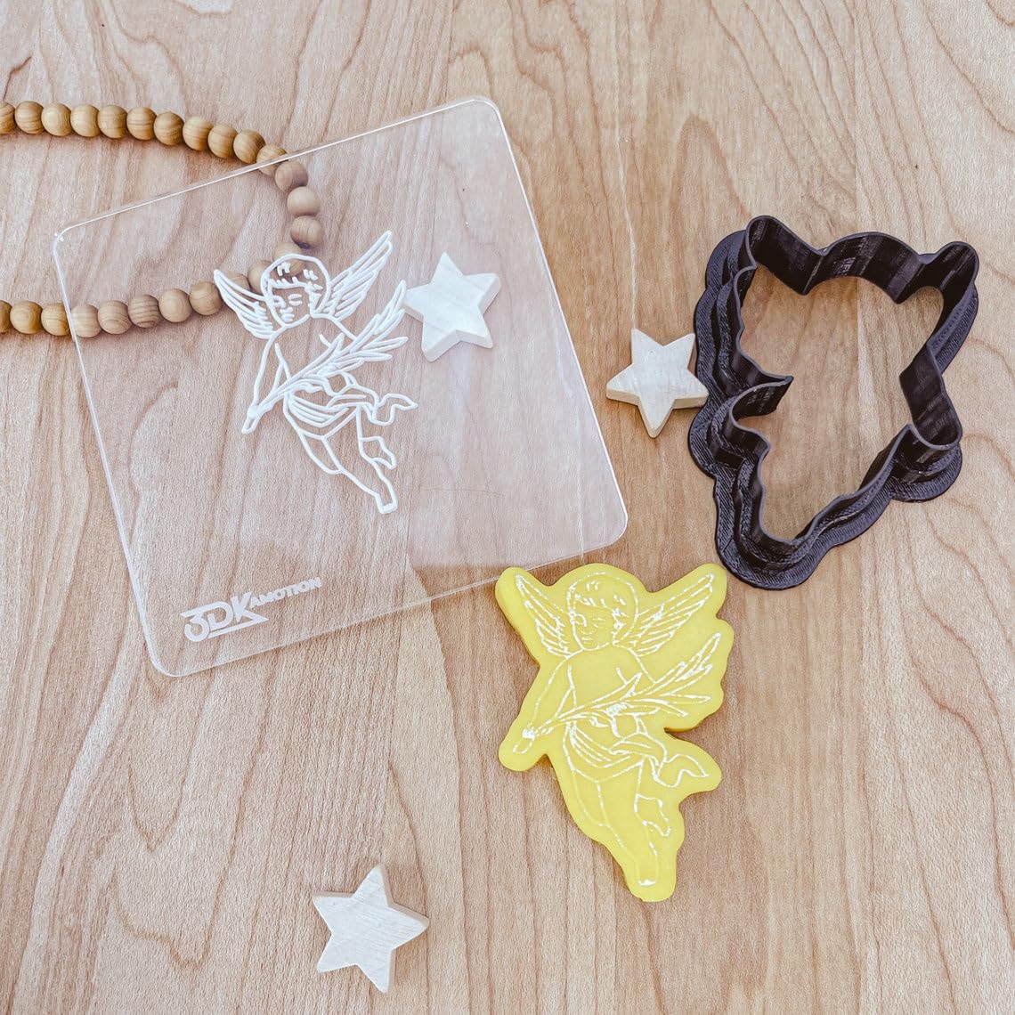 Christmas Angel with Cutter Fondant Cookie Embosser Stamp Set of 2, Christmas Cherub Fondant Stamp for Holiday Baking, DIY Cookies & Crafts, Outbosser Debosser, Cookie Made in India - Image 2