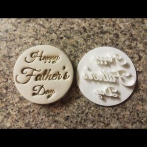 Happy Fathers Day Embosser Stamp for Cupcakes Cookies Fondant Decoration Black Cookie Cookie Embosser Mold for Fathers Day Baking Celebration DIY Treats Cake Topper Tool