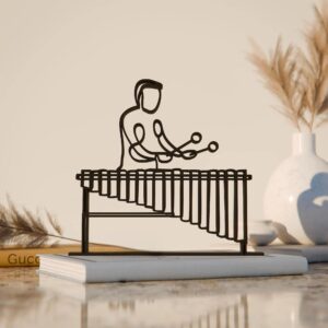Marimba Player, Line Art Figure, Unique Musician Gift Idea, Line Art Sculpture, Minimalist Home Decor | Ideal for Home Decor, Gift (Pack of 2)