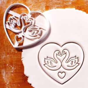 Romantic Swans Cookie Cutter Heart Shaped Design for Wedding Cookies Anniversary Desserts and Valentines Day Baking Elegant Biscuit Mold for Love Themed Treats and Romantic
