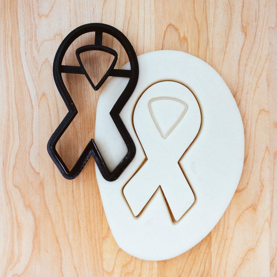 Ribbon Awareness Cookie Fondant Clay Cutter for Cancer Support Fundraising Baking Events Decorating Dough Modeling Craft Projects Charity Campaigns School Activities India Cookie - Image 2