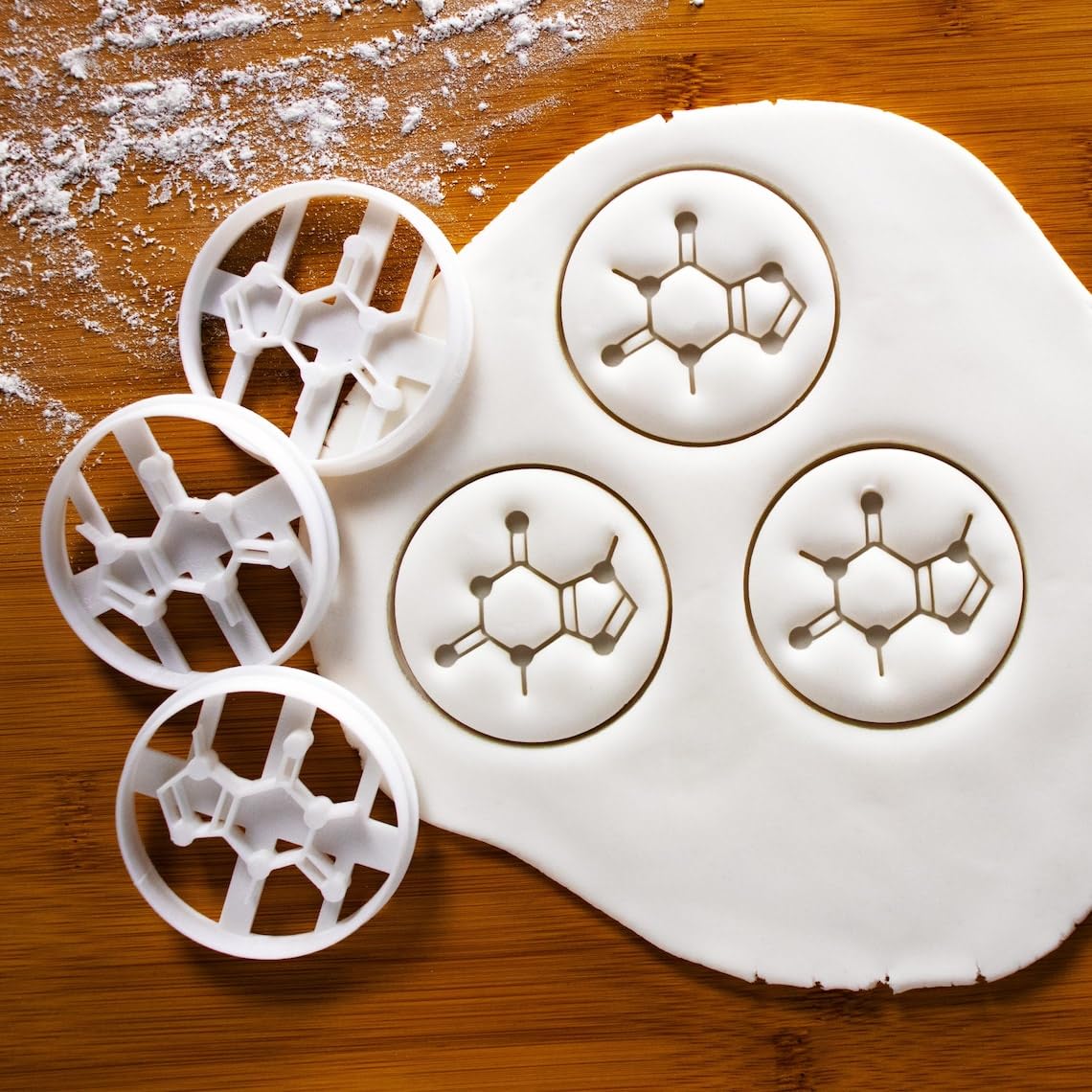 Caffeine Molecule Design 3 Cookie Cutter for Coffee Lovers Chemistry Students Tea Drinkers Cafe Themed Baking Science Graduation Gifts Insomnia Sleep Addicts Espresso Fans Cookie (ONLY ONE) - Image 3