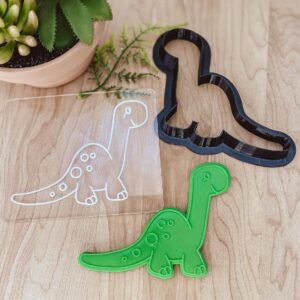 Dinosaur Cookie Cutter and Fondant Embosser Set of 2 India Cookie Baby Dinosaur and Brontosaurus Stamp for Kids Party Baking, Cake Decorating, and Creative Craft Projects