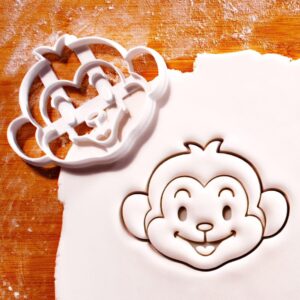 Monkey Face Cookie Cookie Cutter for Jungle Safari Themed Parties Baby Showers Tropical Birthday Celebrations Animal Face Biscuit Dough Fondant Clay Craft Baking Supplies (ONLY Monkey FACE)