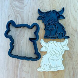 Highland Cow Stamp and Cutter Set Cookie for Fondant Clay Dough Hairy Coo Scottish Cow Cookie Cutter and Matching Stamp for Baking Cake Toppers DIY Clay Art Projects Made in India
