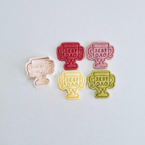 Black Trophy Cookie Cutter No1 Dad Shape Biscuit Cutter Stamp Set for Fathers Day Baking Cookies Fondant Clay Craft Tool for Homemade Gifts Party Desserts Kitchen Decor Activities Set
