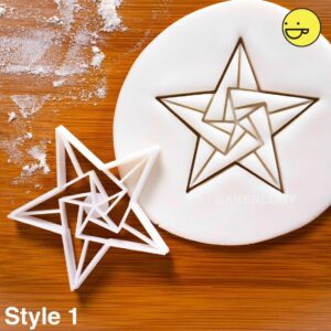 Origami Star Style 1 Cookie Cookie Cutter 5 Sided Biscuit Fondant Craft Clay Fractal Art Shape for Geometric Baking Holiday Parties Creative Gifts Unique Star Themed Decorative (ONLY STYLE 1)