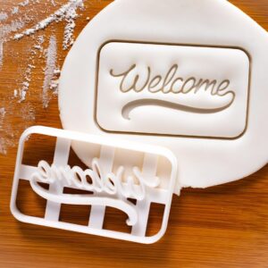 Welcome Mat Cookie Cookie Cutter Featuring Classic Welcome Mat Shape with Heart Detail Ideal for Baking Housewarming Party Treats Invitations New Home Celebration Desserts (ONLY Welcome MAT)