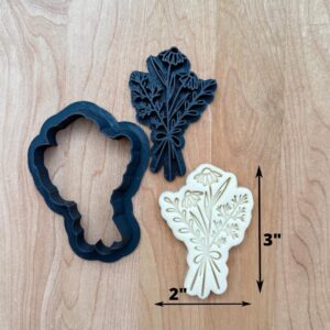 Daisy Flower Bouquet Cookie Cutter and Stamp Set Cookie for Fondant Clay Dough Floral Sugar Cookies Baking and Crafting Tools for Cake Decorating Kids Crafts Gifting Made in India