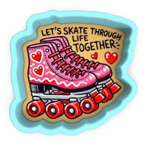Black Lets Skate Through Life Together Cookie Cutter Stamp Stencil Baking Tool for Romantic, Fun, Valentine�s Day, Birthday, Anniversary, Party, Holiday Theme Cookies, Fondant, Pastry,