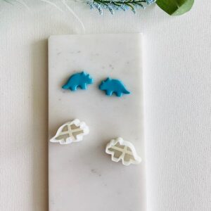 Dinosaur Triceratops Earring Cutter Cookie Polymer Clay Jewelry Cutter Tool for Kids and Adults Fun Prehistoric Themed Earrings DIY Clay Craft Accessories and Handmade Dino Gifts