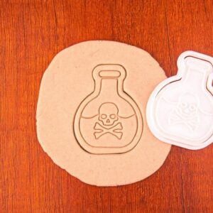 Poison Bottle Black Cookie Cutter Cookie Halloween Baking Stamp for Spooky Theme Cookies Cake Decorations Kids Party Supplies DIY Craft Scary Treats Haunted House Events and Holiday