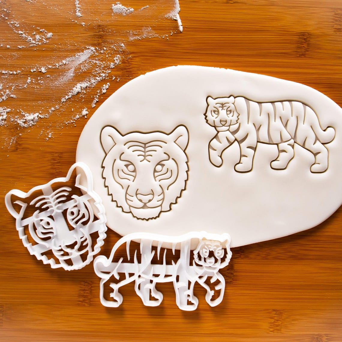 Tiger Face cookie cutter for biscuit fondant clay cutting wildlife animal themed baking tool featuring endangered predator tiger face for Bengal Siberian tiger lovers conservation (ONLY FACE) - Image 2