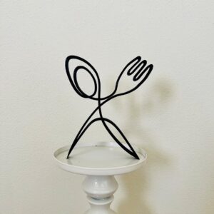 Fork and Spoon Statue Figure - Minimalist Art for Windowsill, Shelf Accent, Bookshelf Statue, Kitchen Decor, Gift, Home Present