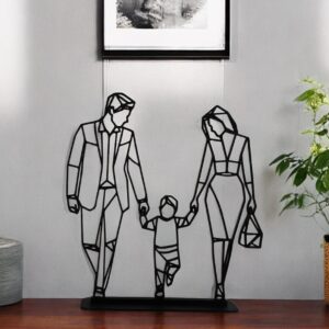 (2685 Geometric Cute Low Poly Couple with Child Family Figure Statue Home Office Cute Modern Gifting Amazing Living Room Contemporary Home Decor Accent Amazing Office Statue Best