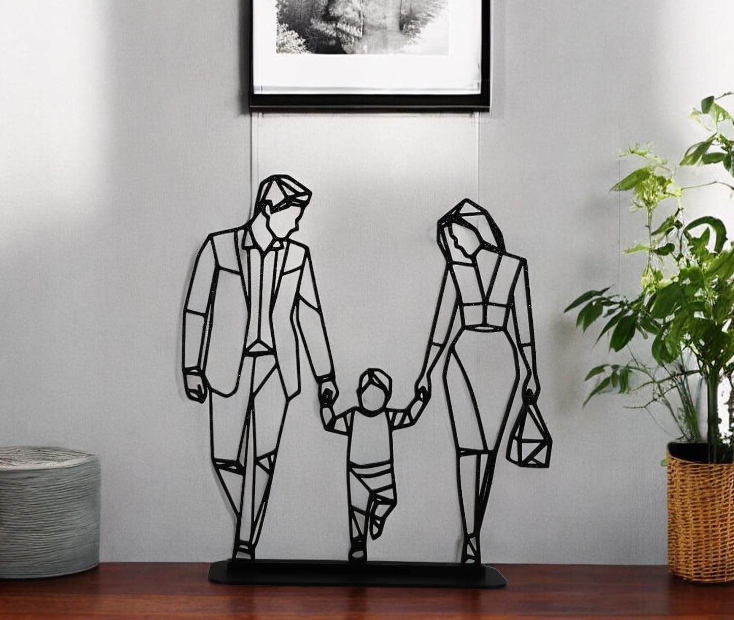 (2685 Geometric Cute Low Poly Couple with Child Family Figure Statue Home Office Cute Modern Gifting Amazing Living Room Contemporary Home Decor Accent Amazing Office Statue Best