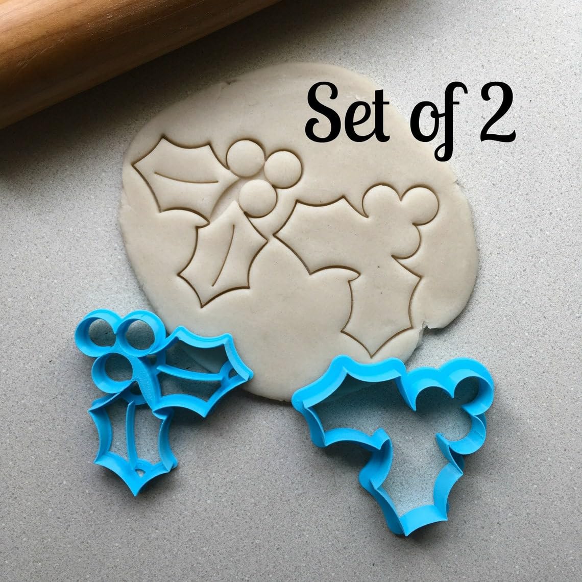Cookie Set of 2 Holly Cookie Cutters Suitable Size Made in India for Christmas Holiday Baking Fondant Crafts Winter Party Treats Reusable Food Safe Holly Shape Mold for Festive Cookie - Image 2