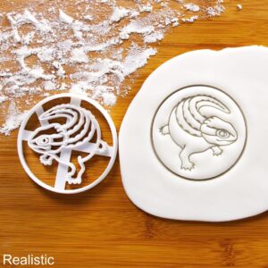 Realistic Crocodile Skink Cookie Cutter Biscuit Mold for Tropical Rainforest Themed Birthday Parties Tribolonotus Gracilis Lizard Cookies for Reptile Lovers Educational Baking (ONLY REALISTIC)