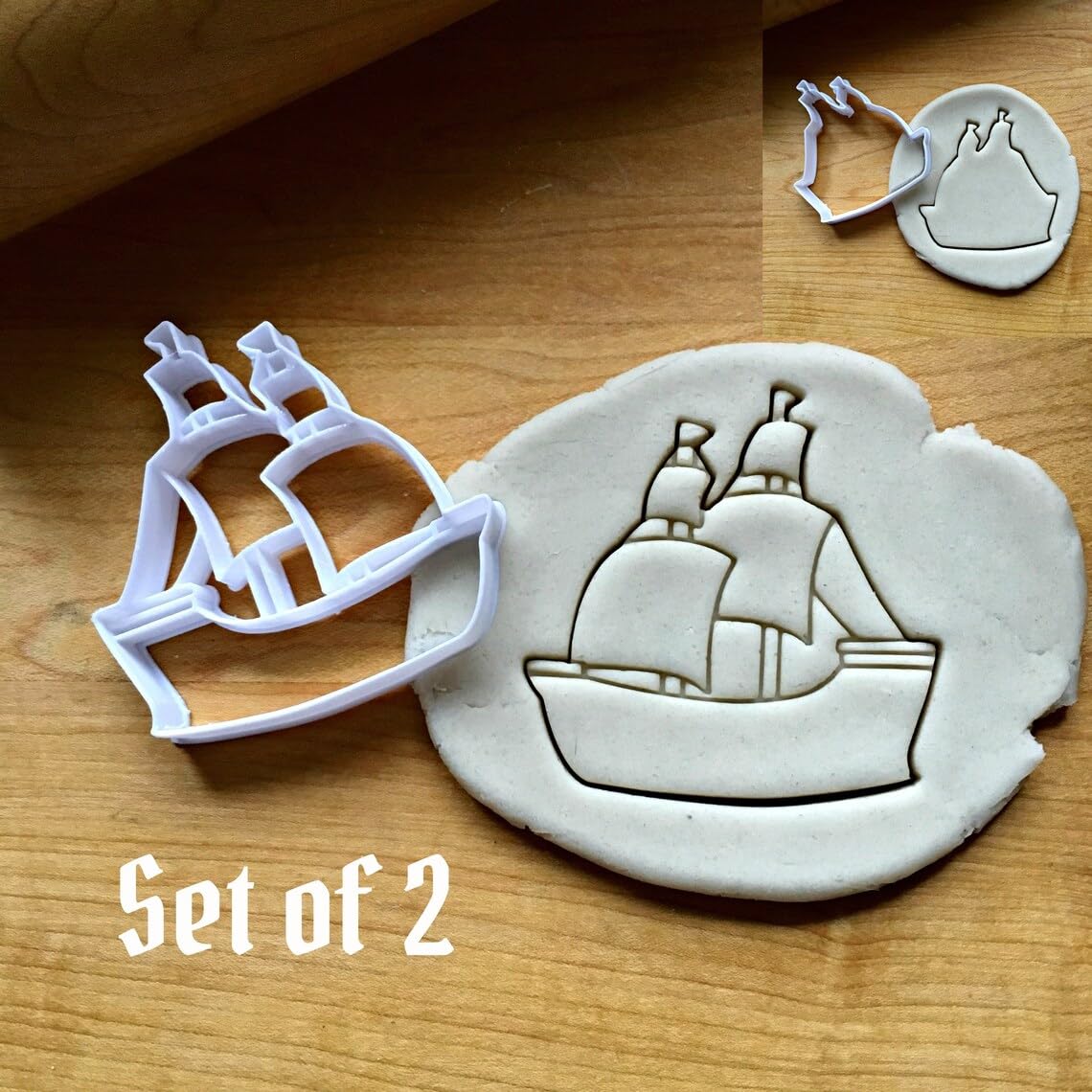 Set of 2 Pirate Ship Cookie Cutters Cookie - Suitable Size - Made in India - Fun Ship and Pirate-Themed Mold for Baking, Kids Parties, DIY Crafts, Educational Activities & Pirate - Image 2